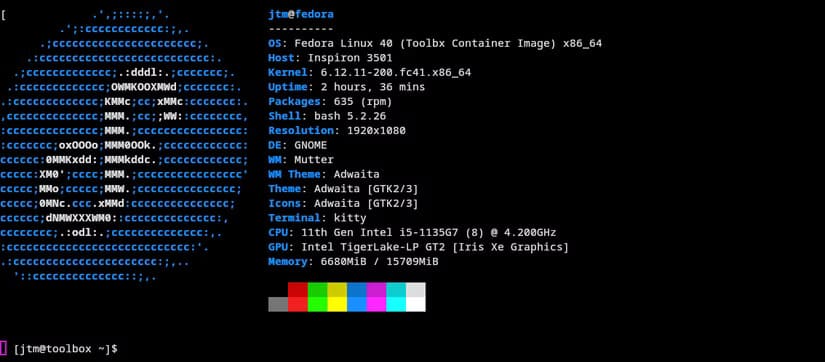 kitty-terminal-emulator-showing-neofetch-output أهم الأسباب وراء تنوع محاكيات الطرفية في نظام Linux