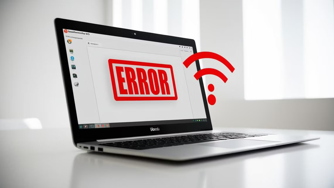 laptop-with-wi-fi-signal-and-red-error حلول سريعة لإصلاح مشاكل Wi-Fi على نظام Ubuntu