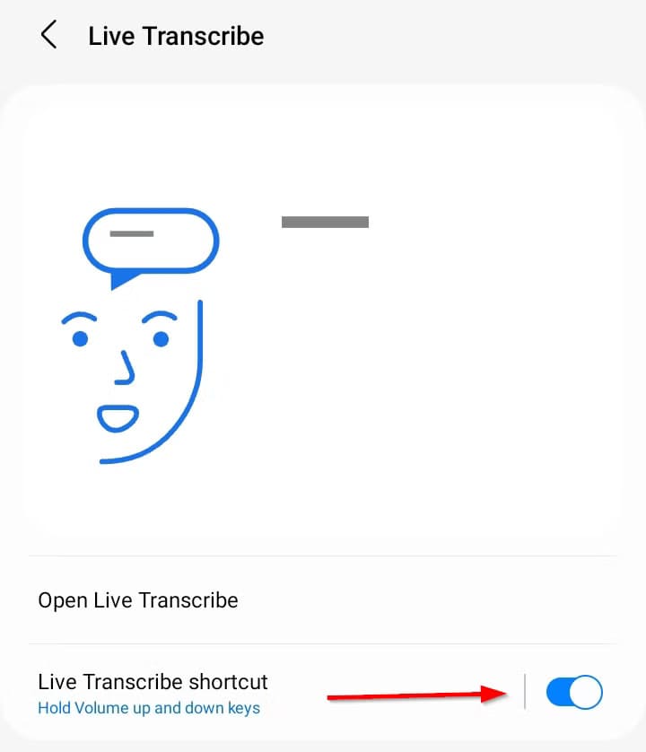 live-transcribe-shortcut-button كيف تكتشف الرسائل المباشرة المخفية في هاتف Samsung Galaxy دون برامج