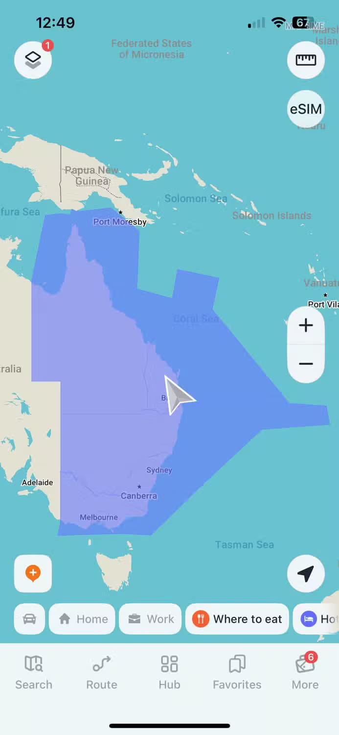 maps-me-showing-offline-map-coverage أفضل تطبيق مجاني لاستكشاف المناطق سيرًا على الأقدام وتحقيق أقصى استفادة من رحلاتك