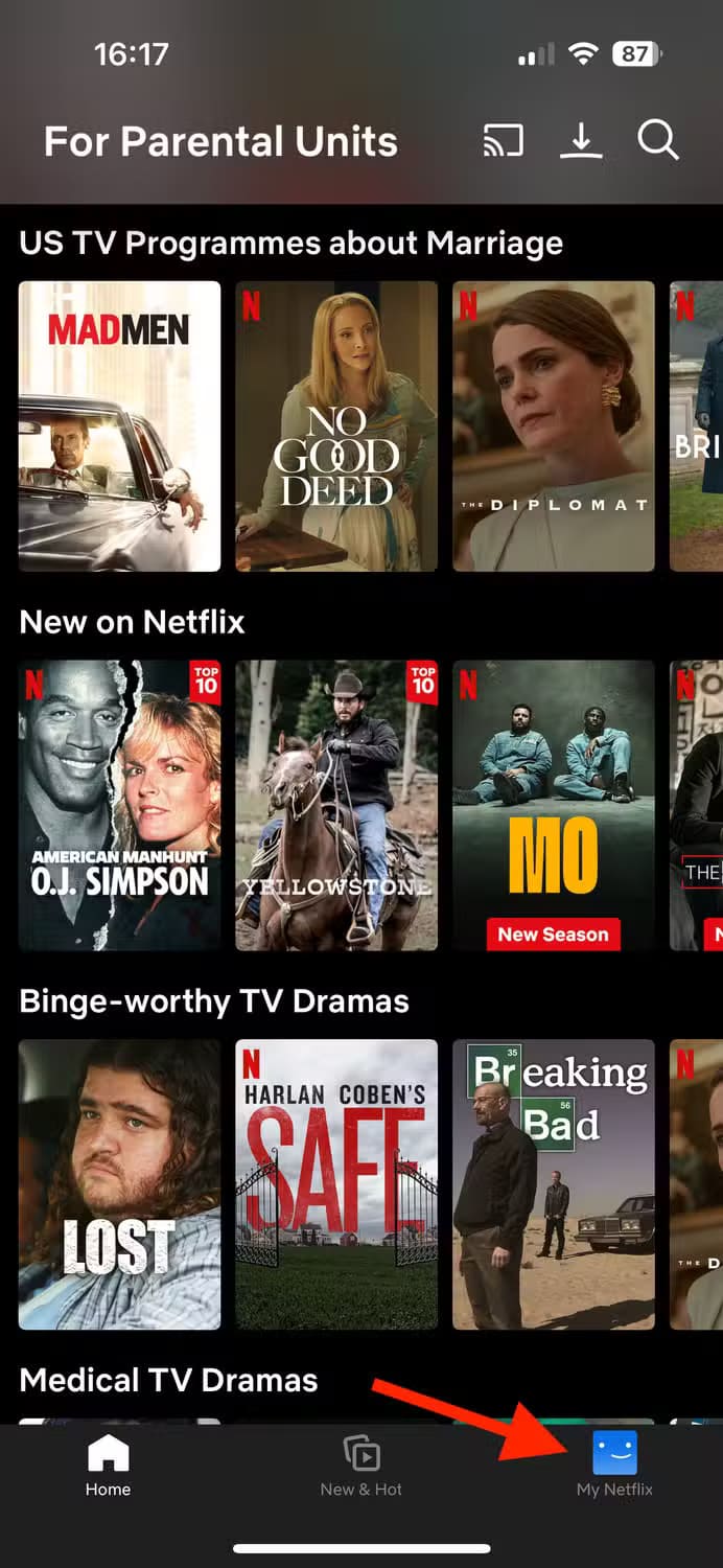 my-netflix-tab-in-netflix-app-on-iphone-1 ميزات خفية في Netflix تمنحك تجربة مشاهدة أفضل