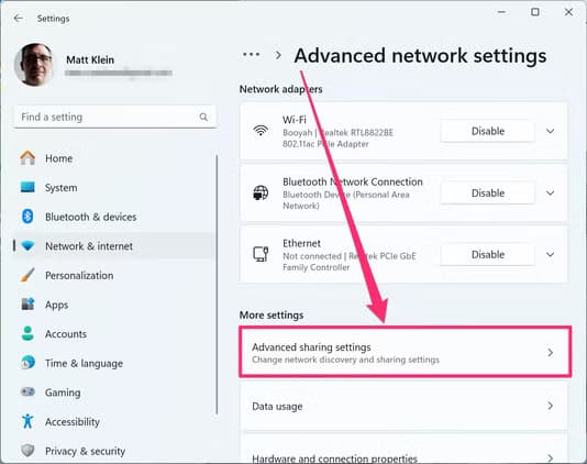 next-open-the-advanced-sharing-settings أسهل الطرق لنقل الملفات بين أجهزة Mac وWindows دون تعقيدات