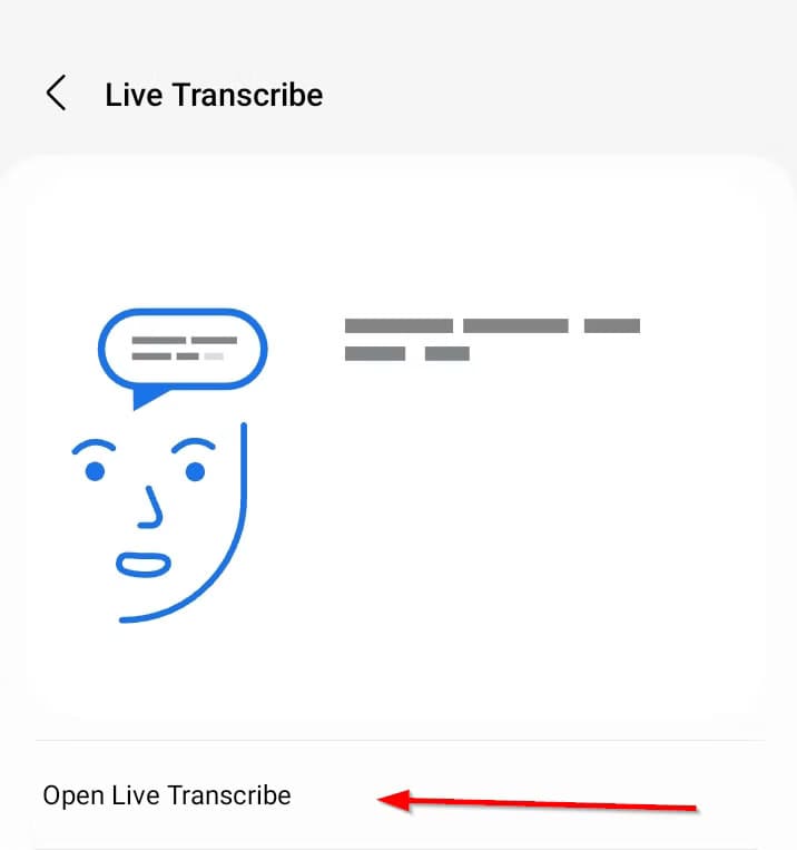 open-live-transcribe-option-in-settings كيف تكتشف الرسائل المباشرة المخفية في هاتف Samsung Galaxy دون برامج