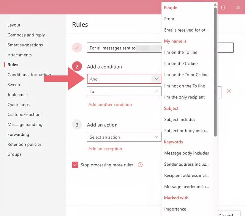 outlook-rules-3 إعداد قواعد تنظيم البريد الإلكتروني في الإصدار الجديد من Outlook بخطوات بسيطة