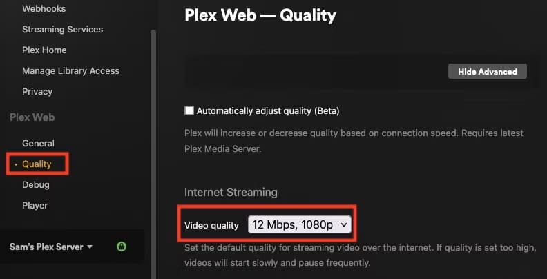 plex-web-quality حلول فعّالة لمشكلات البث في Plex: دليل المستخدم