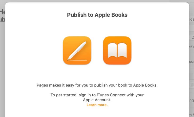 publish-to-apple-books-splash-screen-in-pages-app-on-mac مزايا Apple Pages التي تجعله خيارًا أفضل من Microsoft Word