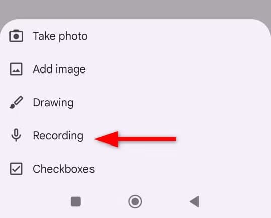 recording-option-on-google-keep-note-android-app ميزات Google Keep التي ستغير طريقة تنظيمك للمهام والملاحظات