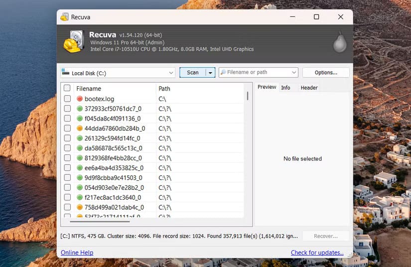 recuva-recoverable-files-windows خطوات استعادة الملفات المحذوفة بسهولة ودون تعقيد