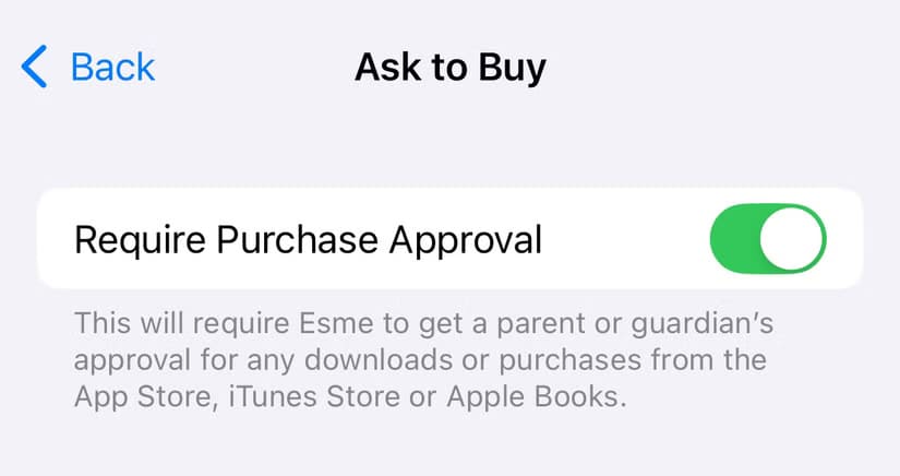 require-purchase-approval-toggle-in-the-ask-to-buy-settings-on-iphone متى يحتاج الأطفال إلى حسابات Apple مستقلة؟ فوائد ومحاذير يجب معرفتها