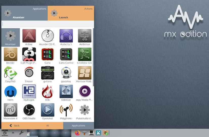 screenshot-of-the-applications-menu-in-av-linux توزيعات Linux المثالية للمبدعين والمصممين والمطورين