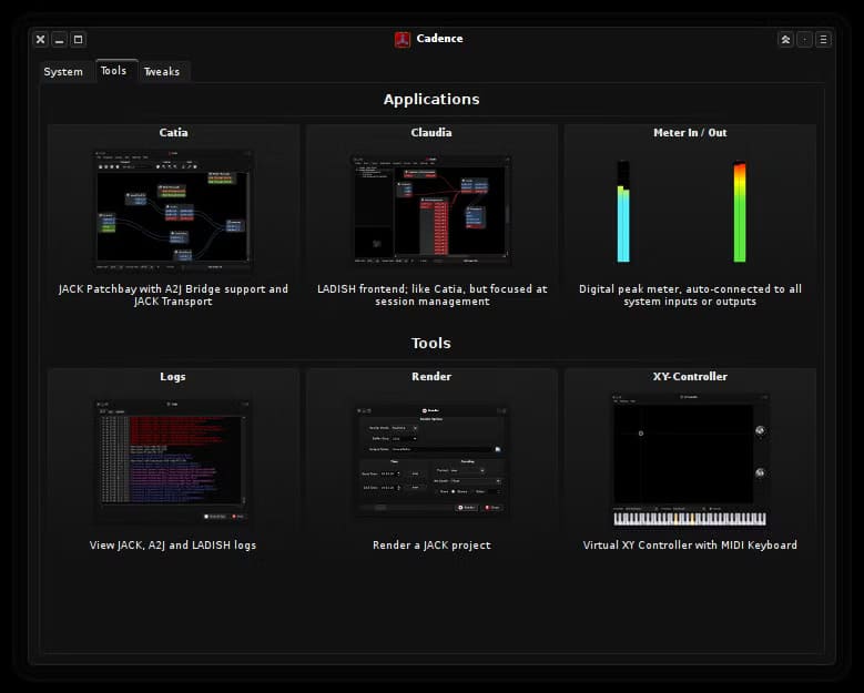 screenshot-of-the-cadence-app-from-the-kxstudio-dstribution توزيعات Linux المثالية للمبدعين والمصممين والمطورين