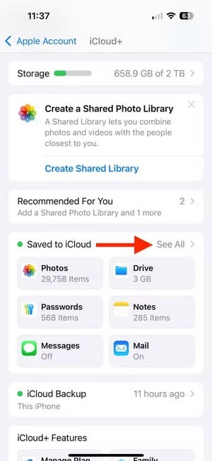 see-all-button-in-saved-to-icloud-section-of-icloud-settings-on-iphone كيفية تفعيل فيديو HomeKit الآمن لكاميرات المنزل الذكي وأهميته في 2025