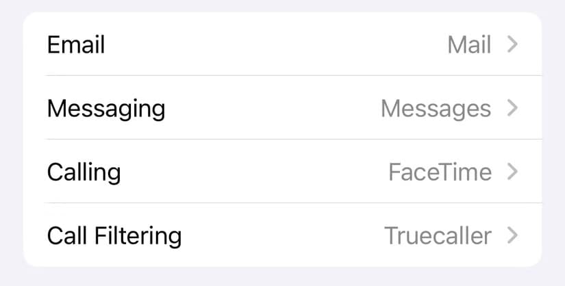 set-default-apps-for-calling-mail-messaging-and-filtering-1 كيفية تخصيص تطبيقات iPhone الافتراضية للمكالمات والرسائل والبريد الإلكتروني