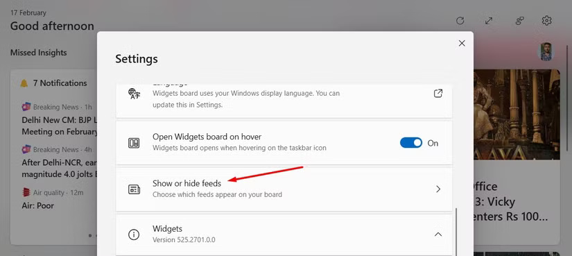 show-or-hide-feeds-option-in-the-widgets-board إعدادات أساسية يجب ضبطها فور تثبيت Windows 11 لتحسين الأداء والأمان