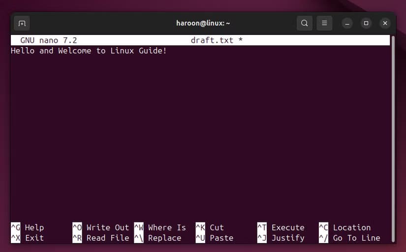 text-file-open-in-nano-text-editor-in-ubuntu-linux كيفية إنشاء ملفات بسهولة من خلال محطة طرفية Linux