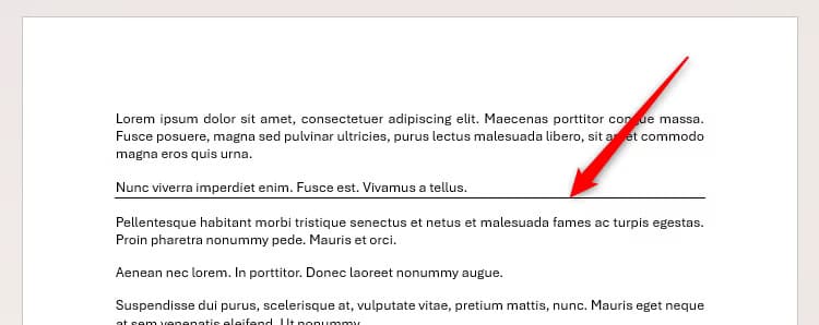 text-in-microsoft-word-with-a-bottom-border-applied-to-create-a-horizontal-line طريقة سريعة لإضافة خطوط أفقية في Word دون الحاجة إلى الرسم اليدوي