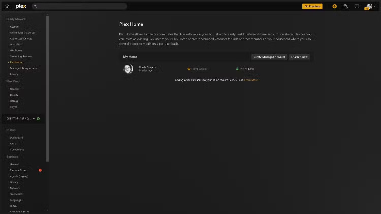 the-plex-home-menu-featuring-a-list-of-users-including-the-home-admin-of-the-media-server إدارة مستخدمي Plex بسهولة مع ميزات الرقابة الأبوية المتقدمة