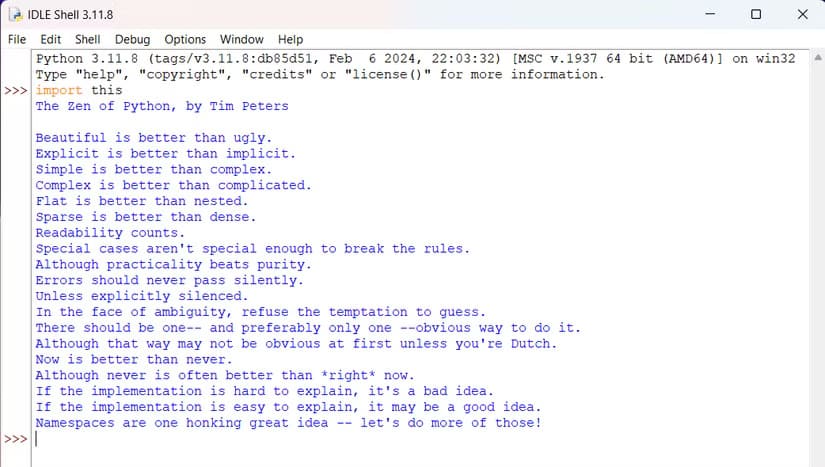 the-zen-of-python-displayed-in-a-python-shell اكتشف 5 ميزات مخفية في Python تجعل تعلم البرمجة أكثر إمتاعًا