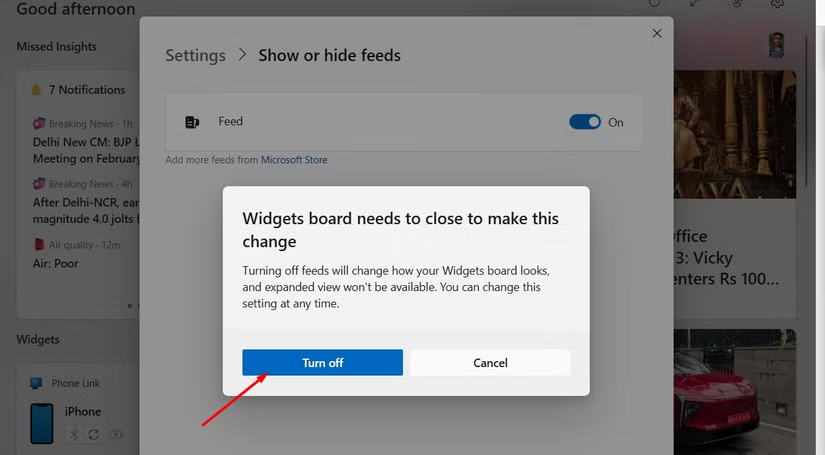 turn-off-option-in-the-widgets-board إعدادات أساسية يجب ضبطها فور تثبيت Windows 11 لتحسين الأداء والأمان