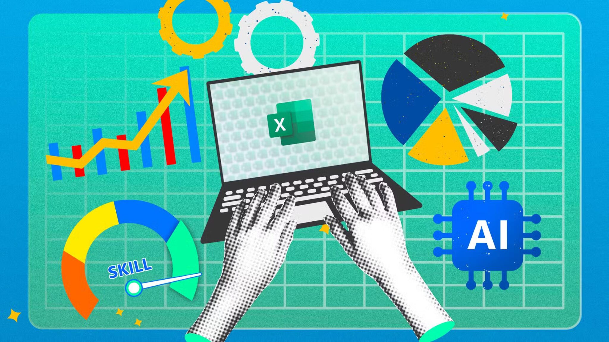 two-hands-using-a-laptop-with-the-excel-logo-on-the-screen-and-some-icons-and-charts-around-it-scaled اكتشف الفرق: 5 ميزات حصرية في Excel المدفوع لا تجدها في الإصدار المجاني