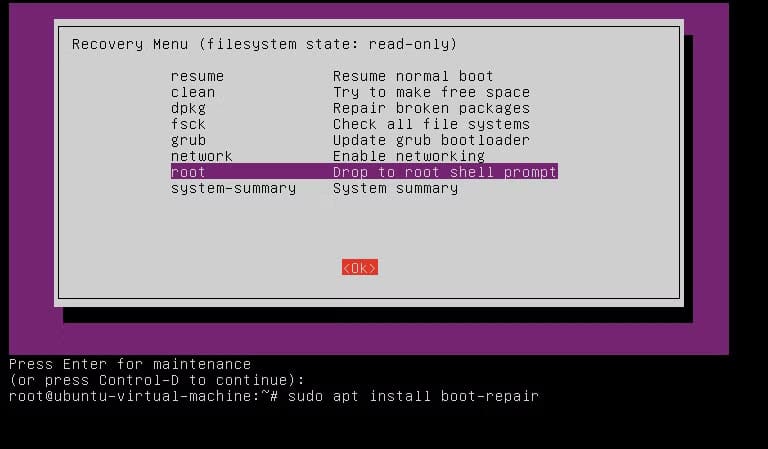 ubuntu-recovery-root حلول عملية لإصلاح مشاكل تشغيل Ubuntu بسهولة