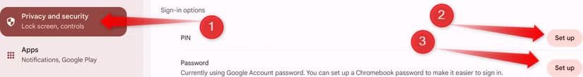 1-setting-up-a-pin-and-a-password-for-a-chromebook كيفية إعداد جهاز Chromebook الجديد بخطوات سهلة وفعّالة