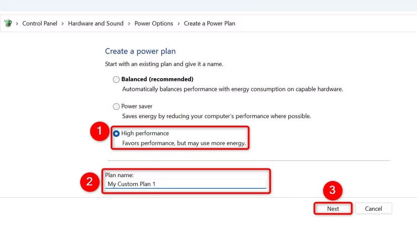 16-create-custom-power-plan 10 طرق فعّالة لتسريع Windows 11 على الأجهزة القديمة