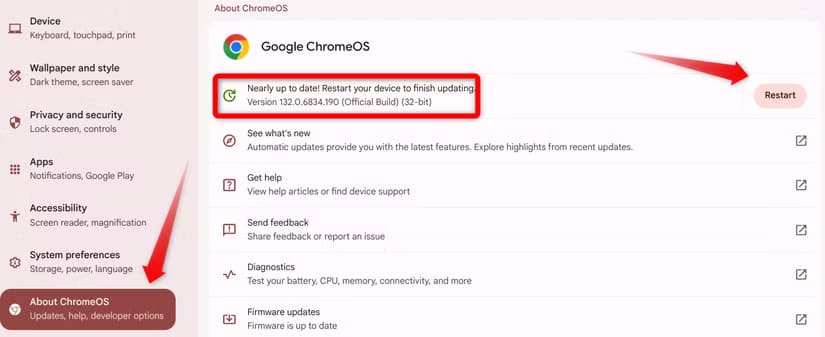 2-restarting-chromebook-to-install-an-update كيفية إعداد جهاز Chromebook الجديد بخطوات سهلة وفعّالة