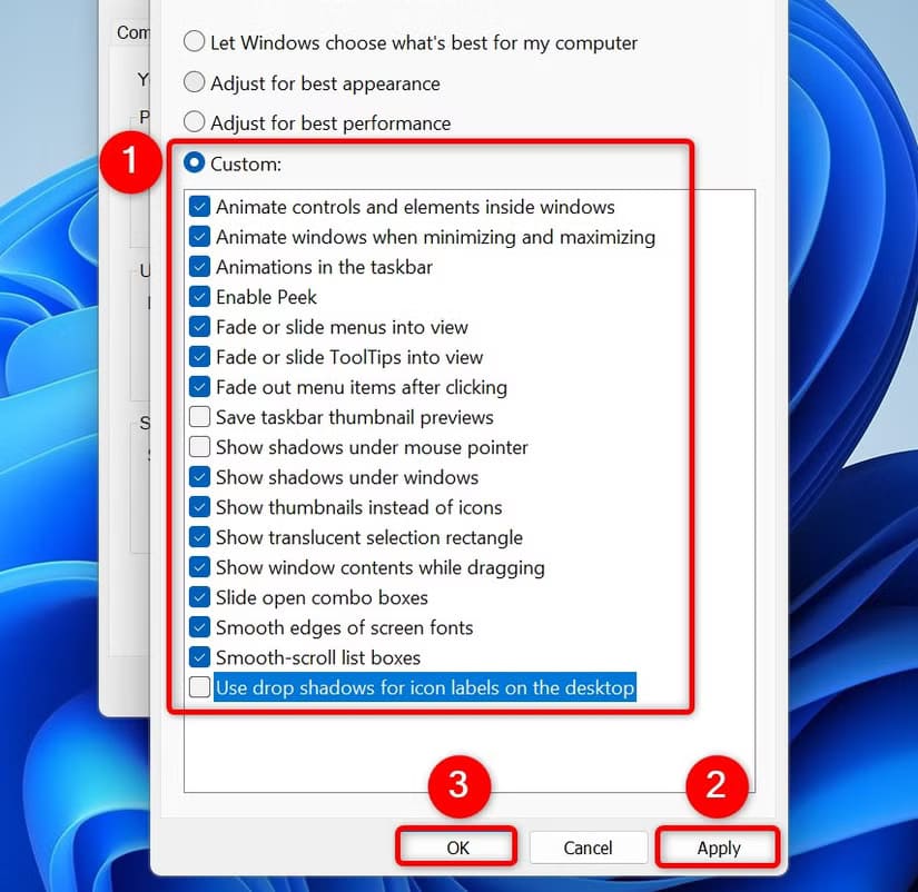 4-custom-performance-settings 10 طرق فعّالة لتسريع Windows 11 على الأجهزة القديمة