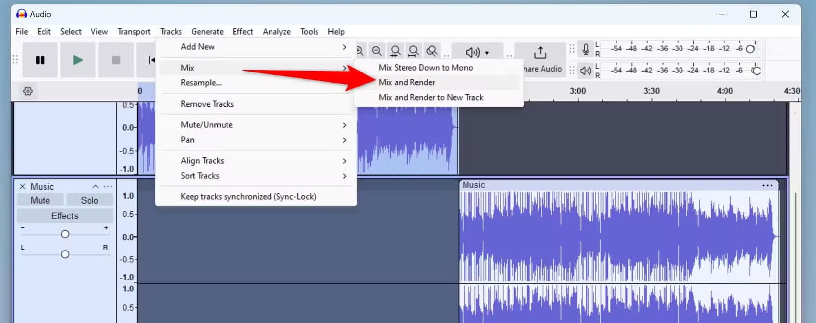 5-audacity-mix-tracks طريقة سهلة لدمج ملفات الصوت على نظام Windows 11 باستخدام أدوات مجانية