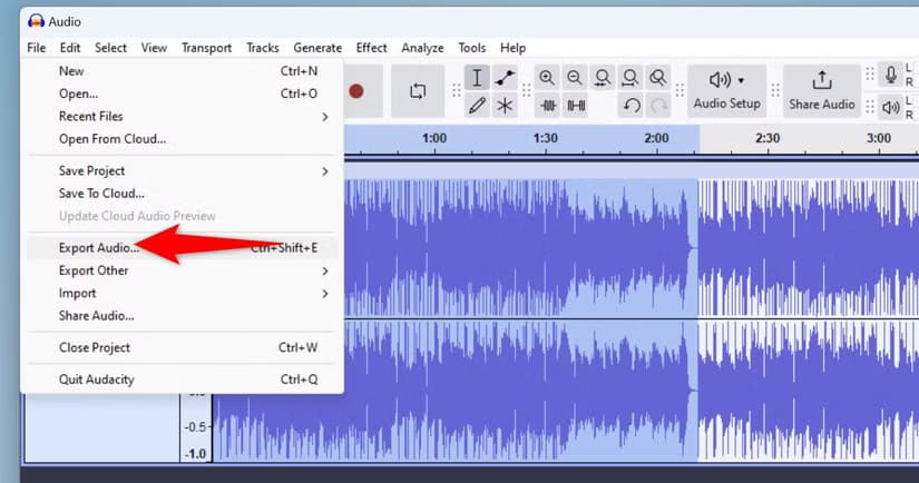 6-audacity-export-audio طريقة سهلة لدمج ملفات الصوت على نظام Windows 11 باستخدام أدوات مجانية