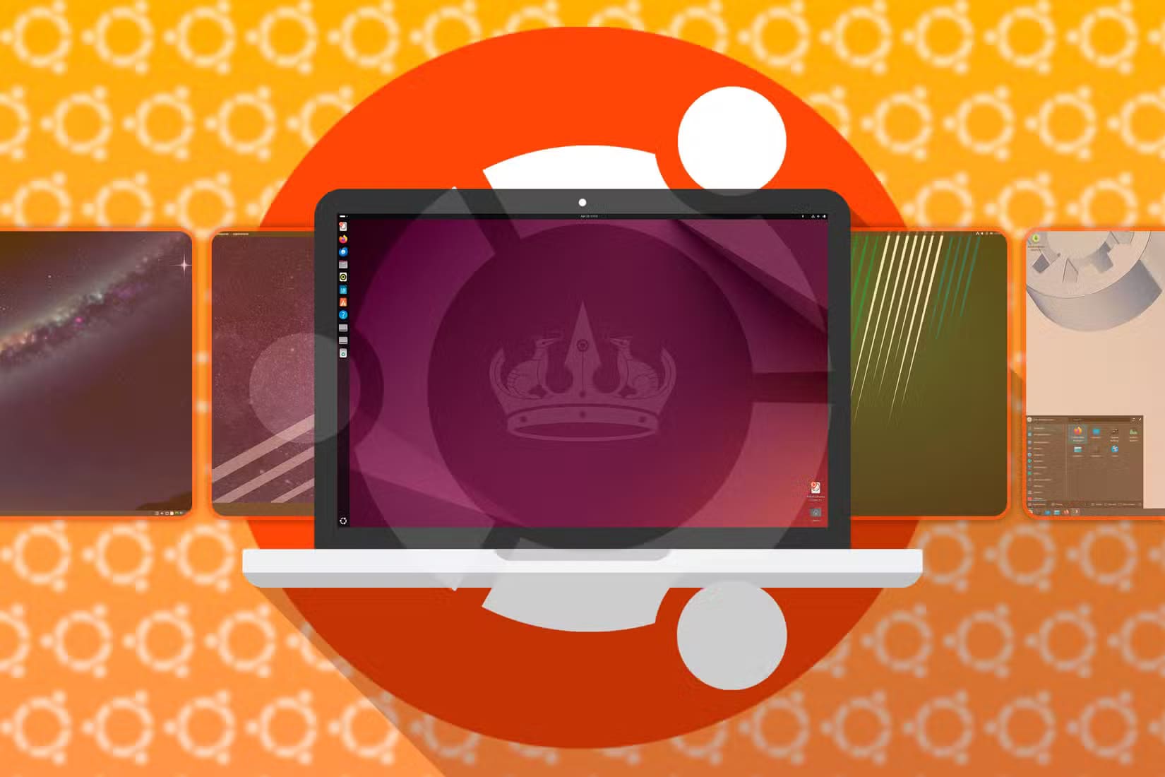 a-laptop-with-ubuntu-and-other-ubuntu-based-distros-in-the-background كيف تختار توزيعة Linux المناسبة لاحتياجاتك التقنية والشخصية