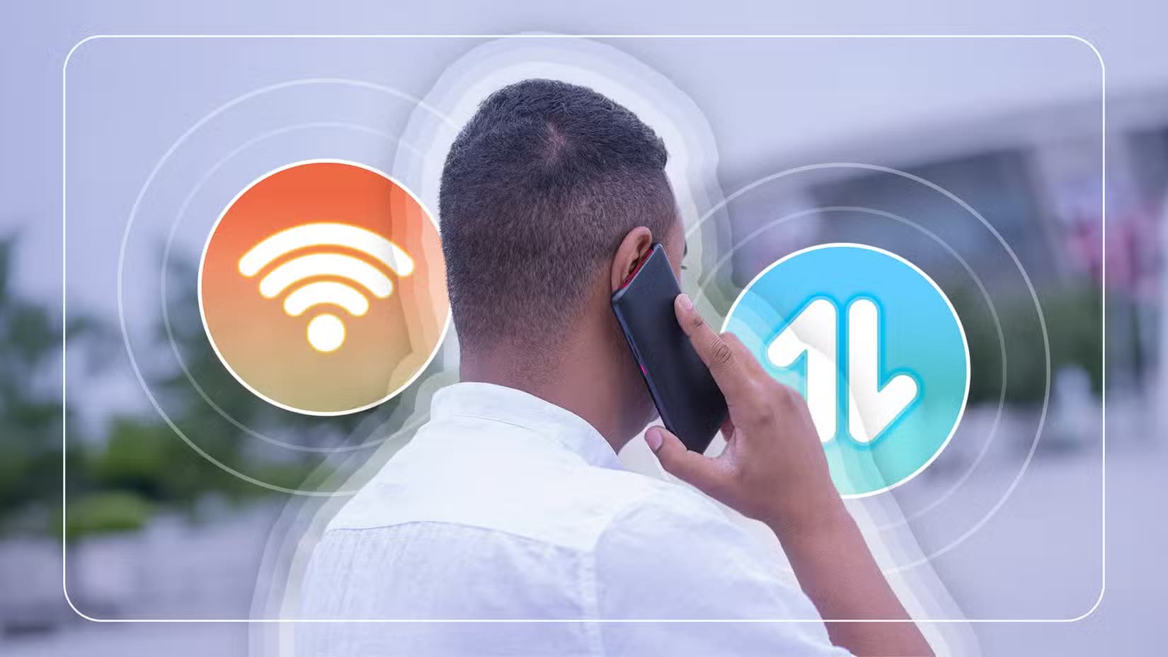 a-man-seen-from-behind-on-a-phone-call-with-the-wi-fi-icon-on-the-left-and-the-cellular-data-icon-on-the-right لماذا أصبحت البيانات غير المحدودة ضرورة في عالم يعتمد على الاتصال المستمر