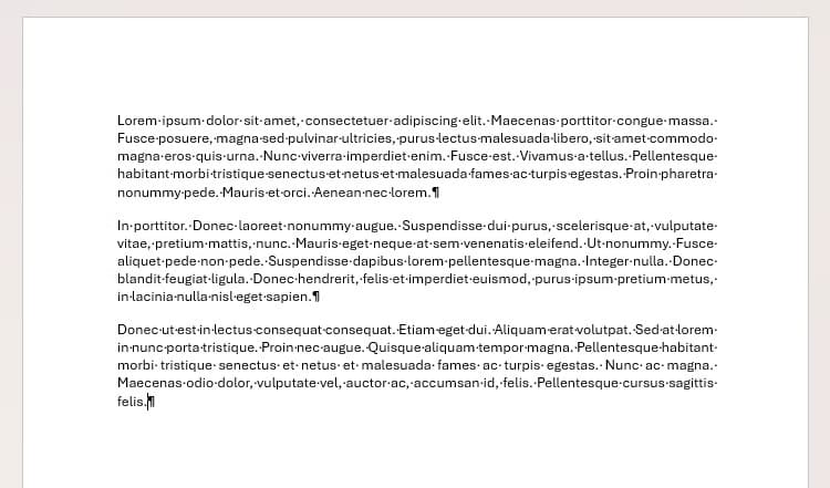 a-word-document-containing-three-paragraphs-of-text-each-separated-by-a-paragraph-marker-and-white-space-at-the-bottom-indicating-the-end-of-a-chapter كيف تستخدم فواصل الصفحات والأقسام في Word لإنشاء مستندات أكثر تنظيماً واحترافية