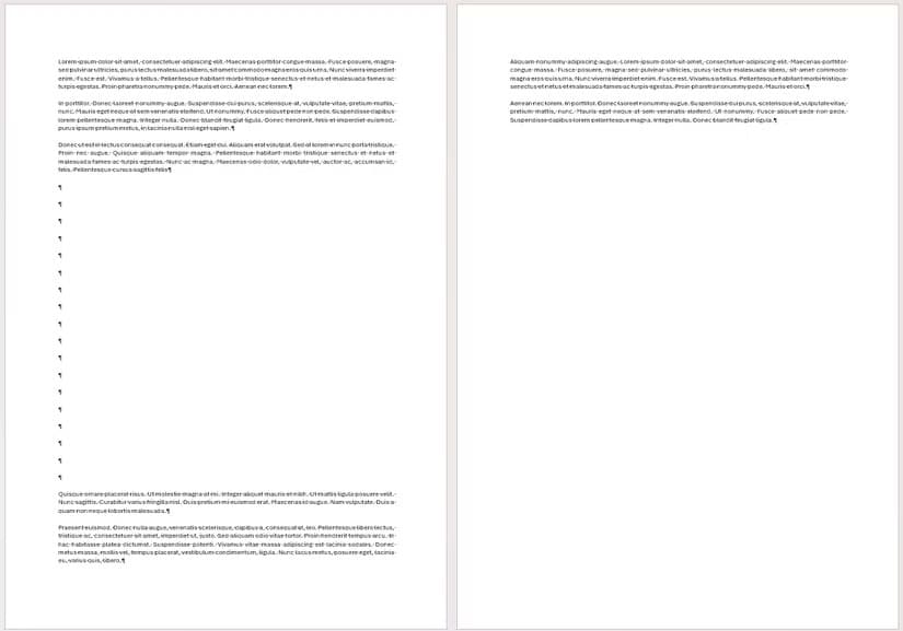 a-word-document-containing-two-pages-of-text-page-1-has-a-large-gap-after-the-first-three-paragraphs-and-the-text-continues-at-the-bottom كيف تستخدم فواصل الصفحات والأقسام في Word لإنشاء مستندات أكثر تنظيماً واحترافية