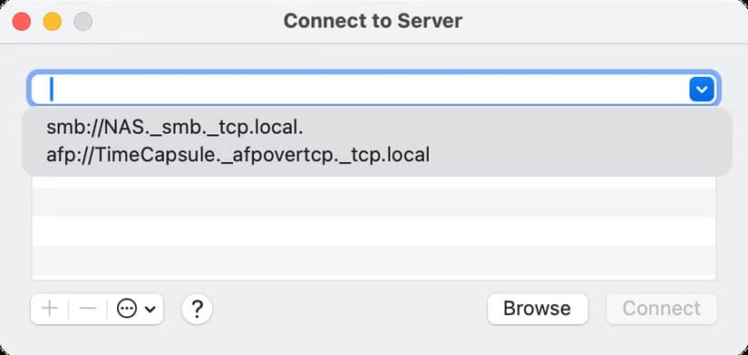 apple-macos-sequoia-15-4-finder-connect-to-server-history طريقة الوصول إلى الخوادم ومحركات الأقراص البعيدة عبر Finder على نظام Mac بسهولة