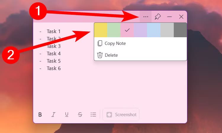 change-color-sticky-notes استفد من تطبيق Sticky Notes في Windows لتنظيم مهامك اليومية بسهولة وفعالية