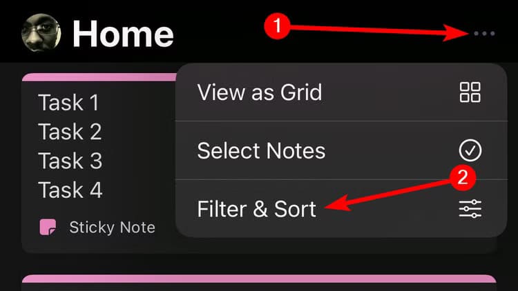 filter-sort-onenote-iphone استفد من تطبيق Sticky Notes في Windows لتنظيم مهامك اليومية بسهولة وفعالية