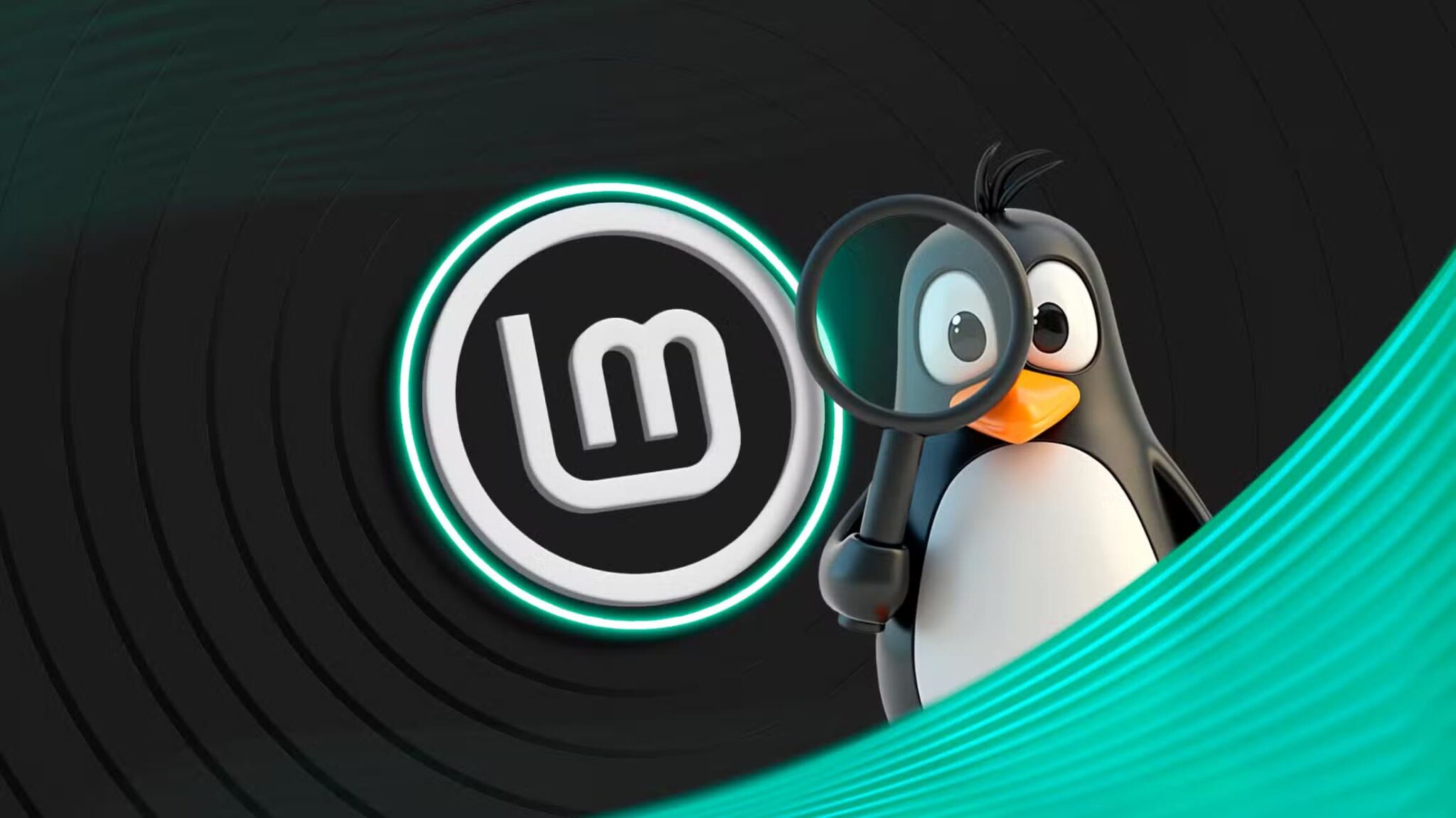 linux-mint-logo-and-the-linux-mascot-with-a-magnifying-glass-beside-it-scaled أسباب تحول Linux Mint إلى نظام التشغيل المفضل للمستخدمين الباحثين عن البساطة والأمان