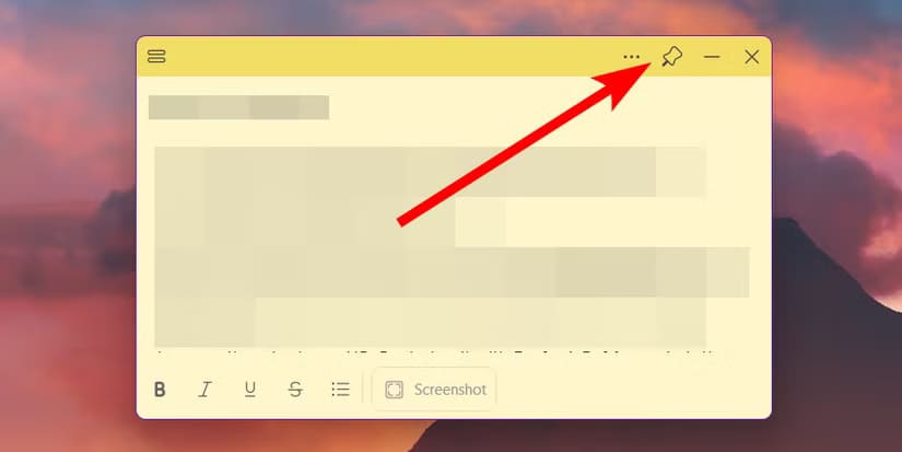 pin-note-sticky-notes استفد من تطبيق Sticky Notes في Windows لتنظيم مهامك اليومية بسهولة وفعالية