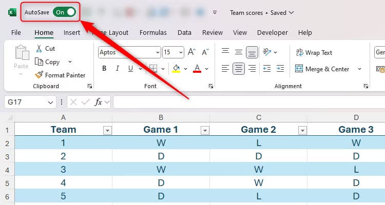 the-autosave-is-turned-on-in-an-excel-workbook لماذا يُعد Excel خيارًا أفضل من Word لإنشاء الجداول وإدارتها