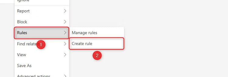 the-rules-and-create-rule-in-the-right-click-menu-on-an-email-in-new-outlook 6 نصائح وحيل لتحسين استخدام البريد الإلكتروني في Outlook يجب أن تعرفها