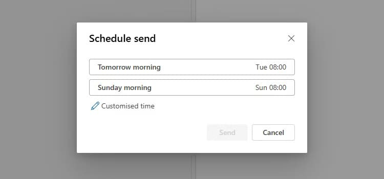 the-schedule-send-dialog-box-in-microsoft-outlook 6 نصائح وحيل لتحسين استخدام البريد الإلكتروني في Outlook يجب أن تعرفها