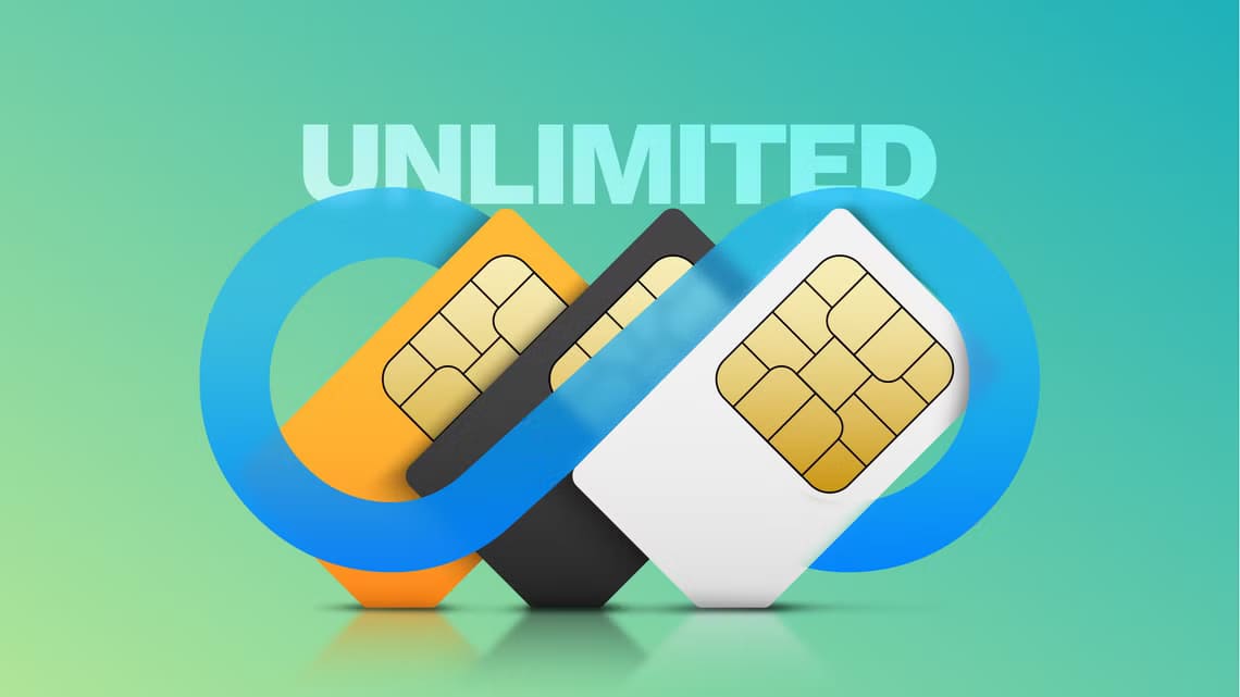 three-sim-cards-side-by-side-overlaid-by-an-infinity-icon-with-unlimited-written-in-the-background لماذا أصبحت البيانات غير المحدودة ضرورة في عالم يعتمد على الاتصال المستمر