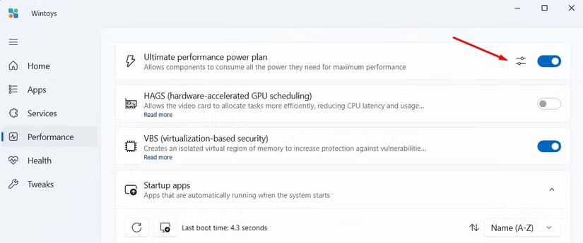 ultimate-performance-power-plan-option-in-the-wintoys-app أداة مجانية واحدة تُلبي معظم احتياجاتك على نظام Windows