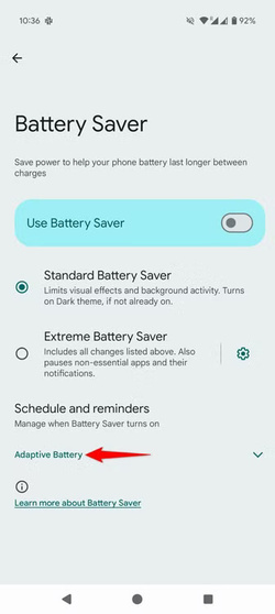 5-pixel-9-adaptive-battery حلول فعالة لتقليل استهلاك بطارية Pixel 9 وزيادة وقت التشغيل اليومي
