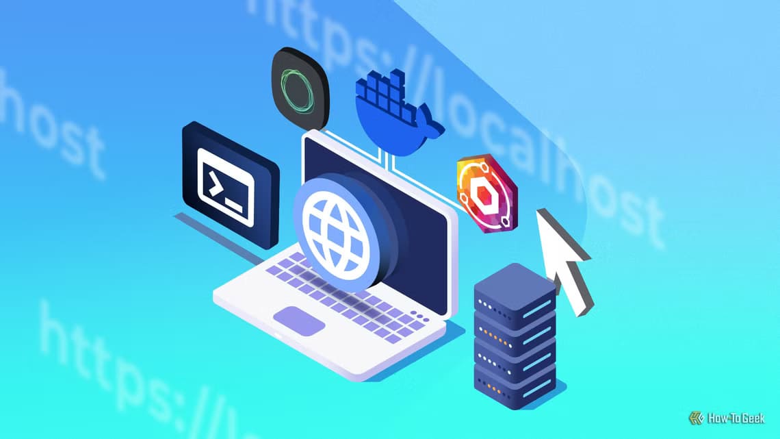 isometric-illustration-of-a-laptop-with-a-server-beside-it-and-internet-related-icons-around-it كيف تستضيف موقعك باستخدام Docker و Nginx Proxy Manager بخطوات بسيطة
