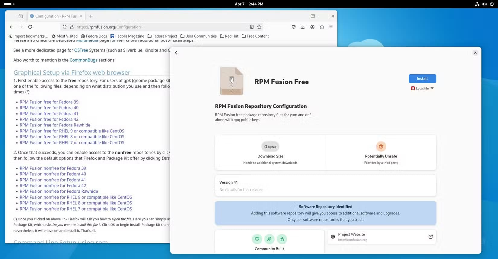 rpm-fusion-installation-in-firefox خطوات مهمة لتحسين أداء Fedora بعد التثبيت مباشرة