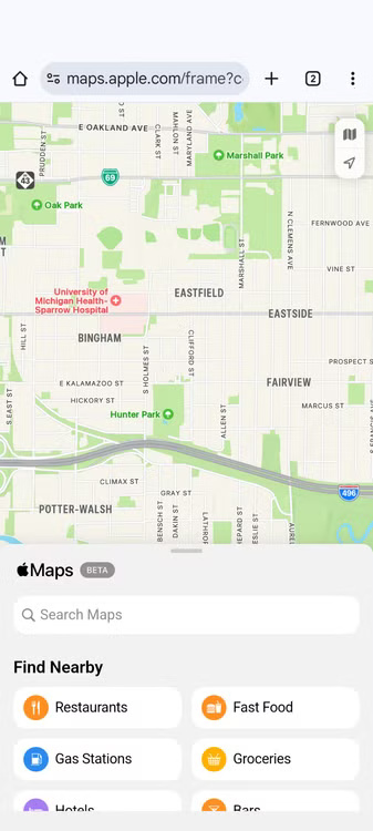 screenshot_20250411-163639 هل يمكن استخدام خرائط Apple على متصفح الهاتف بما في ذلك Android